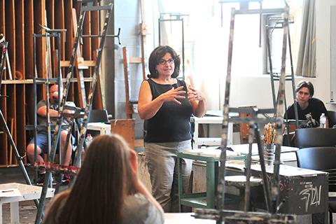 Instructor lecturing in Art Studio